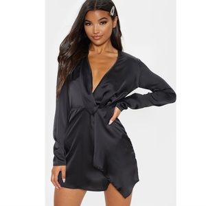 Black Satin Dress Sz UK10 NWT